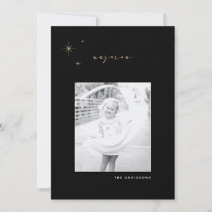 Black & Gold Radiant Rejoice Holiday Card