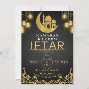 Black & Gold Ramadan Iftar Party  Invitation