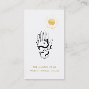 *~* Black - Gold Rays Mystic Hand . Snake Business Card