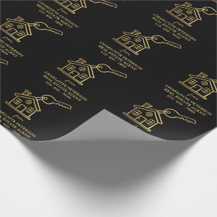 Black & Gold Real Estate Client Gift Wrapping Paper