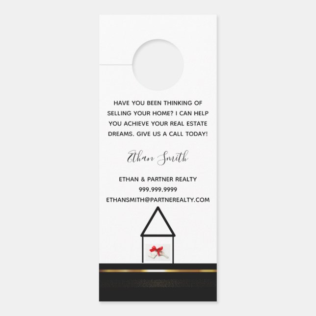  Black & Gold Real Estate Marketing Introduction Door Hanger (Front)