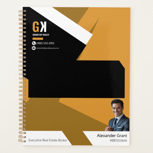 Black & Gold Realtor Design, Real Estate Agent Planner (Front)