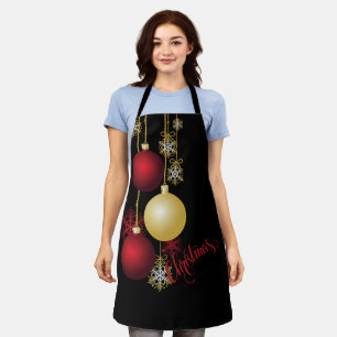 Black, Gold & Red Christmas Party Apron