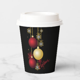 Black, Gold & Red Christmas Party Paper Cups