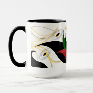 Black, Gold, Red & Green Abstract Ornamental Art Mug