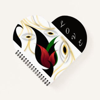 Black, Gold, Red & Green Abstract Ornamental Art Notebook