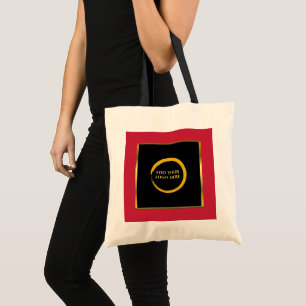 black gold red logo professional promotional tote bag