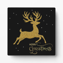Black & Gold Reindeer Plaque