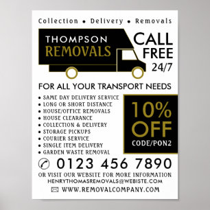 Black & Gold Removal Van Company Advertising Poster