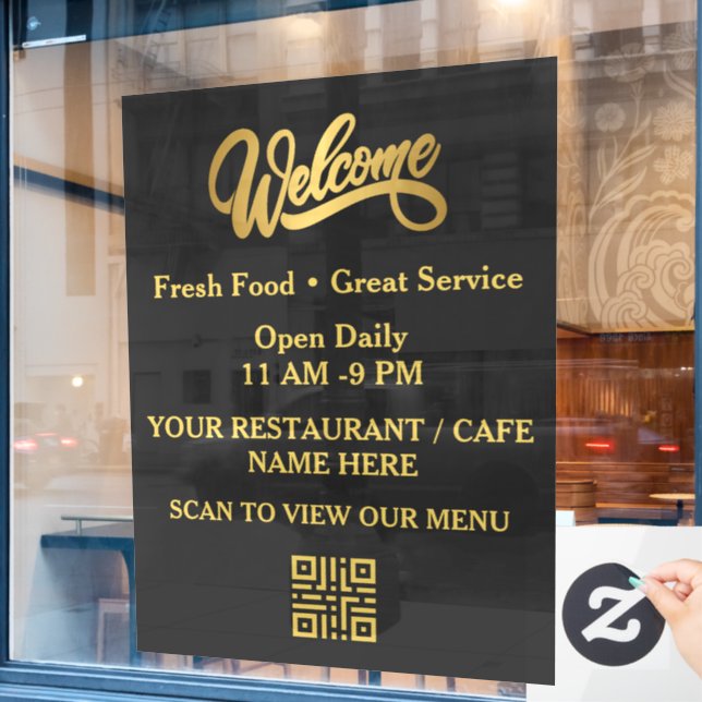 Black & Gold Restaurant Welcome  (Cafe Window)