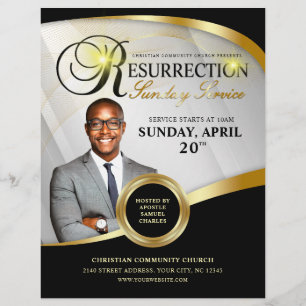 Black & Gold Resurrection Sunday Service Church Flyer