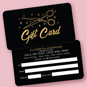 Black & Gold Retro Hairstylist Gift Card