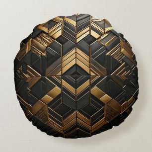 Black Gold Retro Kussen Round Cushion