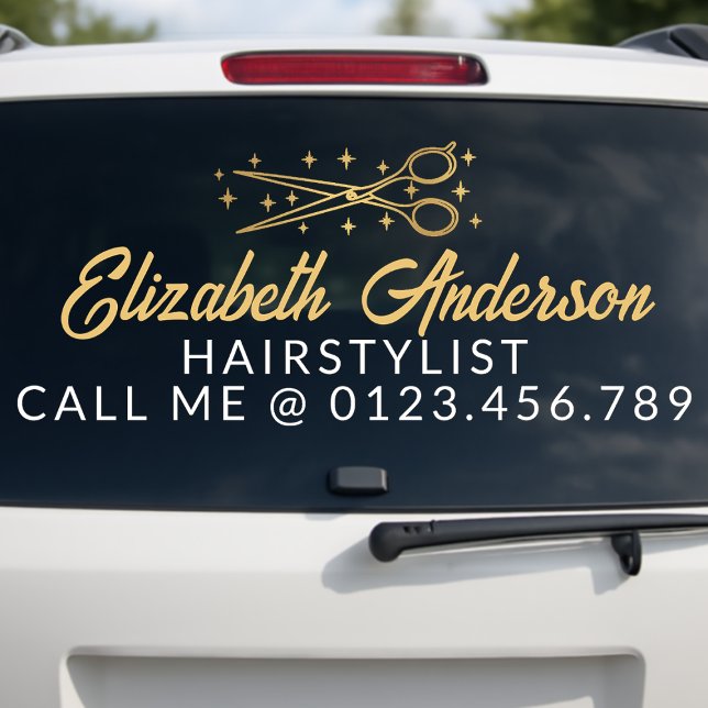 Black & Gold Retro Typography Hairstylist Car (Creator Uploaded)