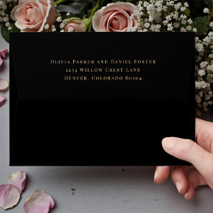 Black Gold Return Address Wedding Envelope