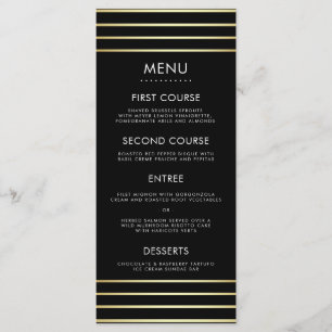 Black & Gold Rice Confetti Typography Wedding Menu