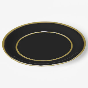 Black Gold Rim Formal Dinner Paper Plate