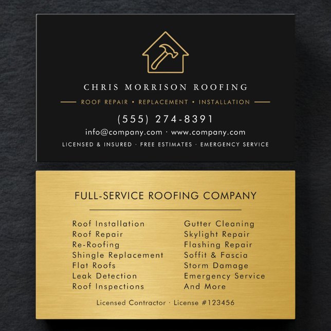 Black Gold Roofing Roofer Company Business Card (Creator Uploaded)