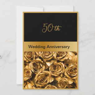 black gold rose 50th wedding anniversary card