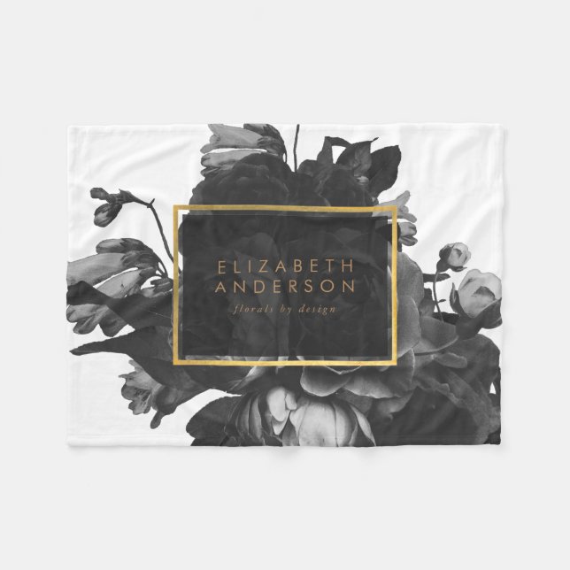 Black Gold Rose Bouquet Merch Fleece Blanket (Front (Horizontal))