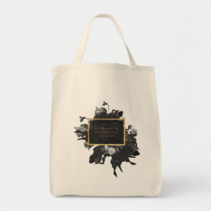 Black Gold Rose Bouquet Tote Bag