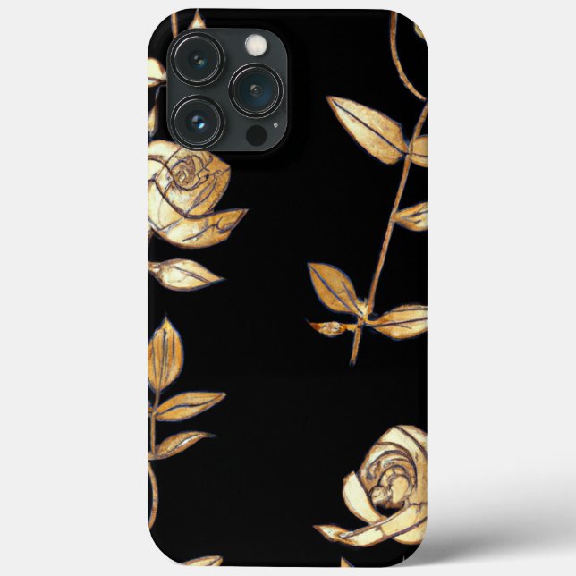 Black & Gold Rose Floral Pattern Case-Mate iPhone Case (Back)
