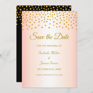 Black Gold Rose Wedding Save the Date Invitation