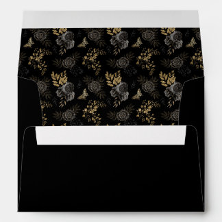 Black & Gold Roses Elegant Gothic Wedding  Envelope