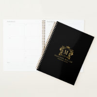 Black Gold Royal Crest Crown Scrolls Monogram