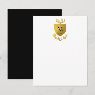 Black & Gold Royal Emblem Shield Monogram  Card