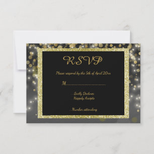 Black Gold rsvp response card wedding