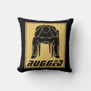 black gold Rugged Man Holding Head Thinking Man Cushion