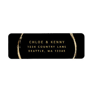 Black & Gold Rustic Circle Frame Return Address Return Address Label