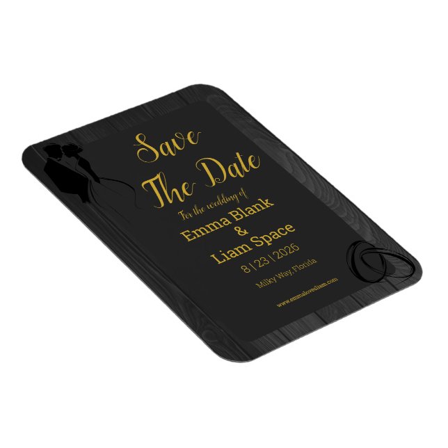 Black Gold Rustic Silhouette Wedding Magnet (Right Side)