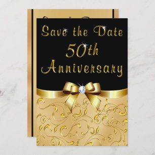 Black, Gold Save the Date 50th Wedding Anniversary Invitation