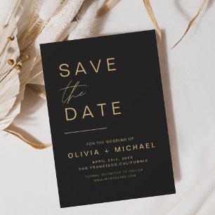 Black Gold Save the Date Elegant Minimalist Script