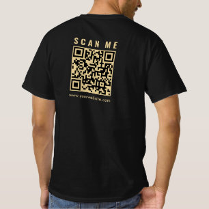 Black Gold Scan Me QR Code Mens Double Sided Print T-Shirt