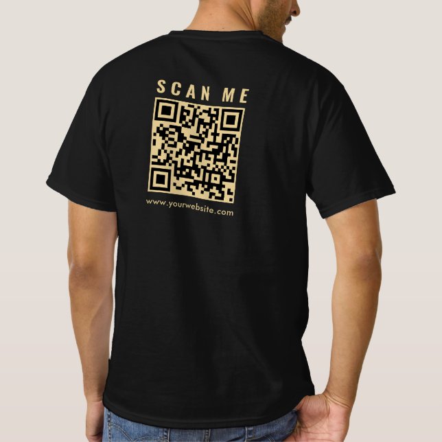 Black Gold Scan Me QR Code Mens Double Sided Print T-Shirt (Back)