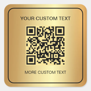 Black Gold Scan QR Code Template Your Custom Text Square Sticker