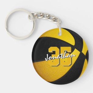 black gold school club team colours basketball key ring