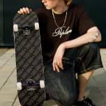 Black & Gold School Graduation Year Pattern Skateboard<br><div class="desc">Black and gold graduation year skateboard for a senior.  Personalise it by adding your graduation year.  Suitable for both high school and college grads.</div>