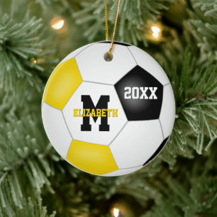 black gold school sports team colours soccer ceramic ornament