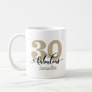 Black Gold Script 30 and Fabulous Birthday Coffee Mug