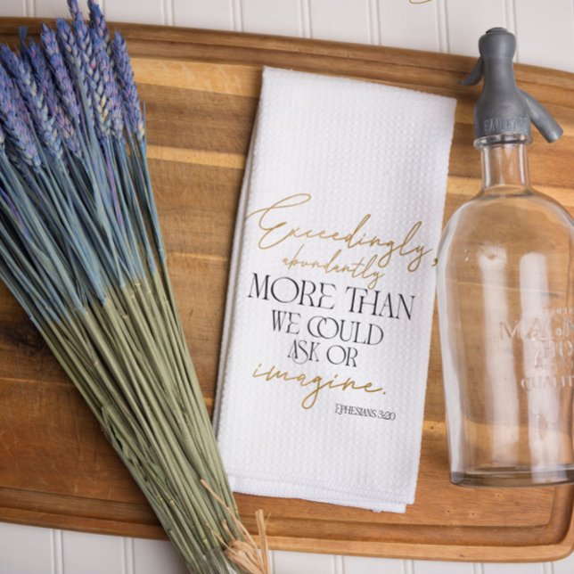 Black Gold Script Ephesians 3:20 Bible Verse Tea Towel (Creator Uploaded)