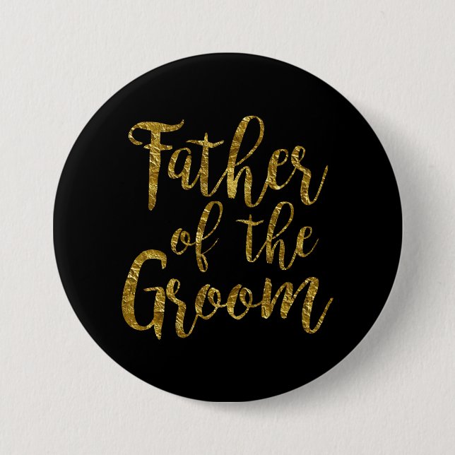 Black & Gold Script Father of the Groom Button (Front)