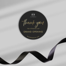 Black Gold Script Grand Opening Logo Thank You