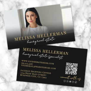 Black Gold Script Luxury Real Estate Business Card