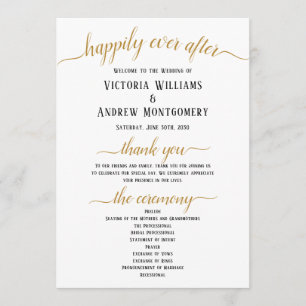 Black Gold Script Minimal Wedding Ceremony Program