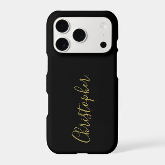 Black Gold Script Name Minimalist Monogram Men