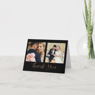 Black Gold Script Style 3 photo thank you cards